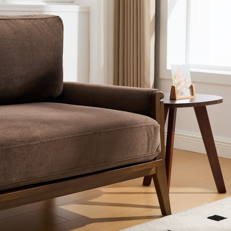 Christopher Knight Home - Mid-Century Modern 3-Seater 74" Upholstered Sofa with Solid Wood Frame