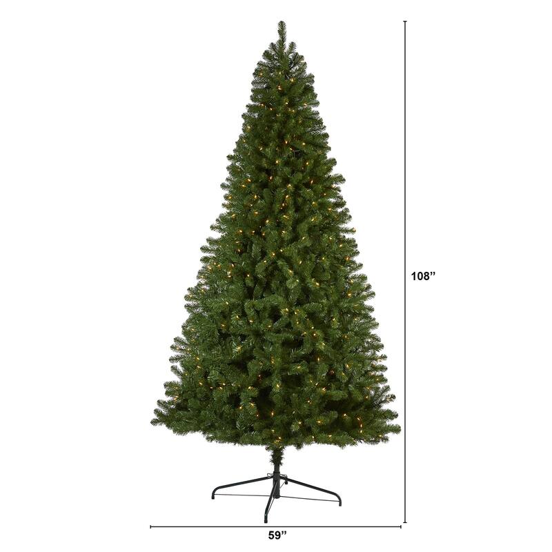 9ft Virginia Fir Artificial Christmas Tree with 600 Clear Lights and 1453 Bendable Branches - Green - 108