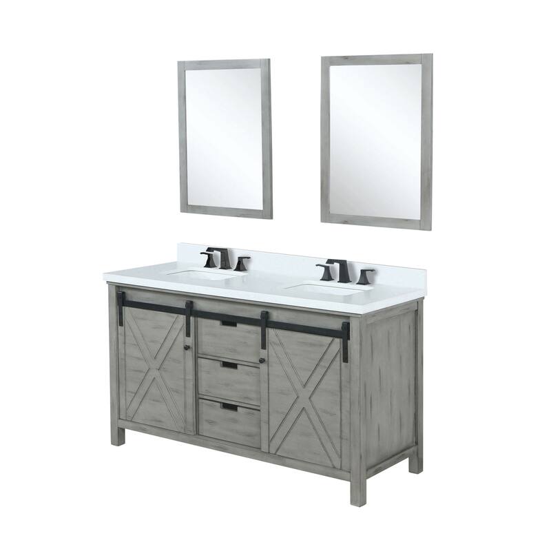 Marsyas Bath Vanity, Cultured Marble Countertop, Faucet Set and Mirrors