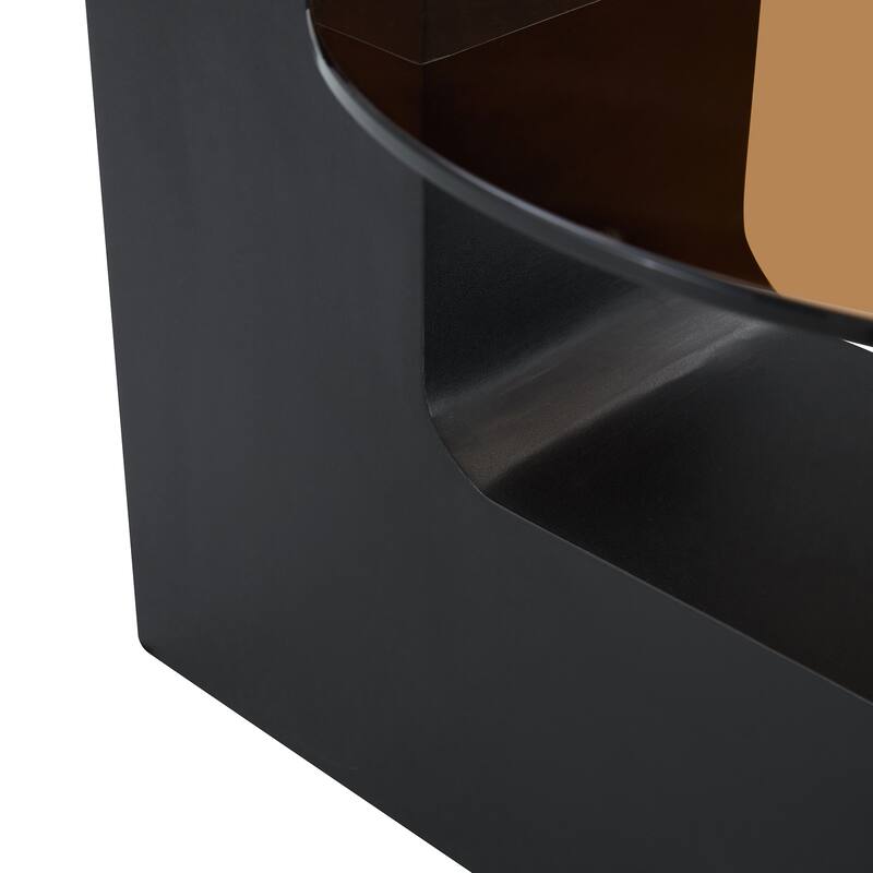 GDFStudio Kaelis Tempered Glass Coffee Table with Detachable Double-Layer Design