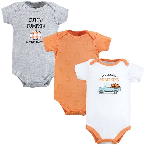 slide 1 of 1, Hudson Baby Infant Boy Cotton Bodysuits, Pumpkin Truck 0-3 Months - Pumpkin Truck