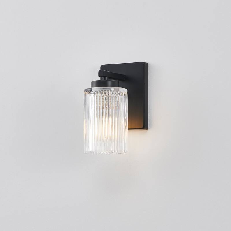 KAWOTI 8.6"H Contemporary Bathroom Vanity Light with Flutted Glass