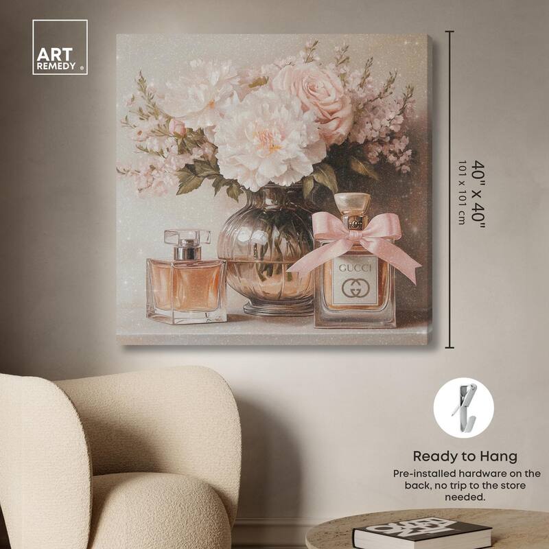 Peach Perfume Flowers in Vase Canvas by Art Remedy, Gallery Wrapped