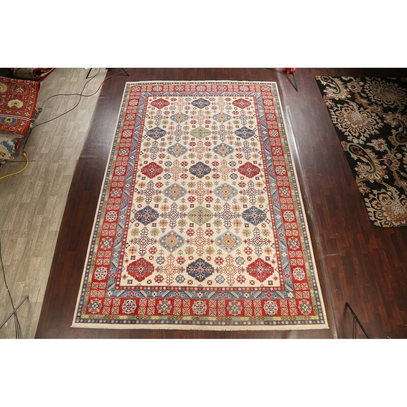 Vegetable Dye Geometric Kazak Oriental Area Rug Wool Hand-knotted - 10'1" x 15'4"