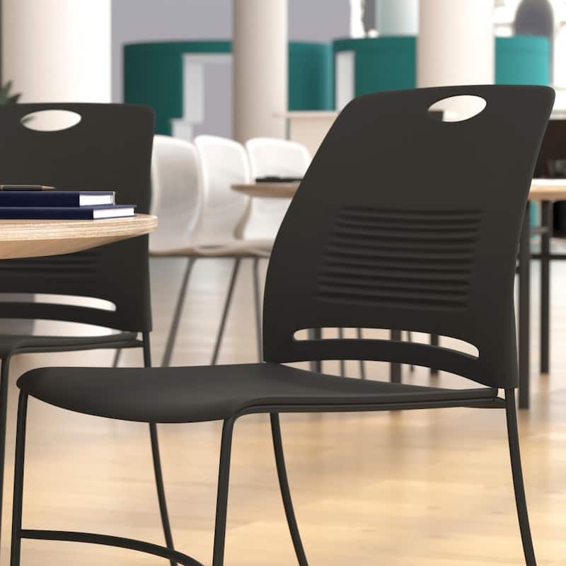 Commercial 660 LB. Capacity Plastic Steel Sled Base Stack Chairs - 5 Pack