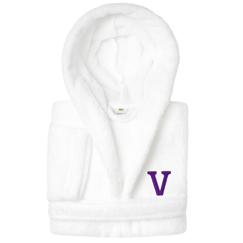 Sweet Kids 100% Polyester SUPER PLUSH Double Brushed Hooded Bathrobe with Purple Bookman Monogram - Small - V