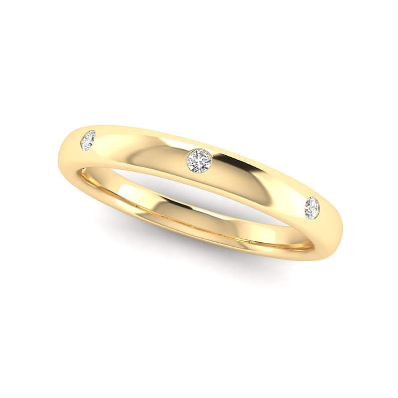 Marquee Jewels 1/10 Carat TW Bezel Se Diamond Wedding Band in 14K Yellow Gold - White