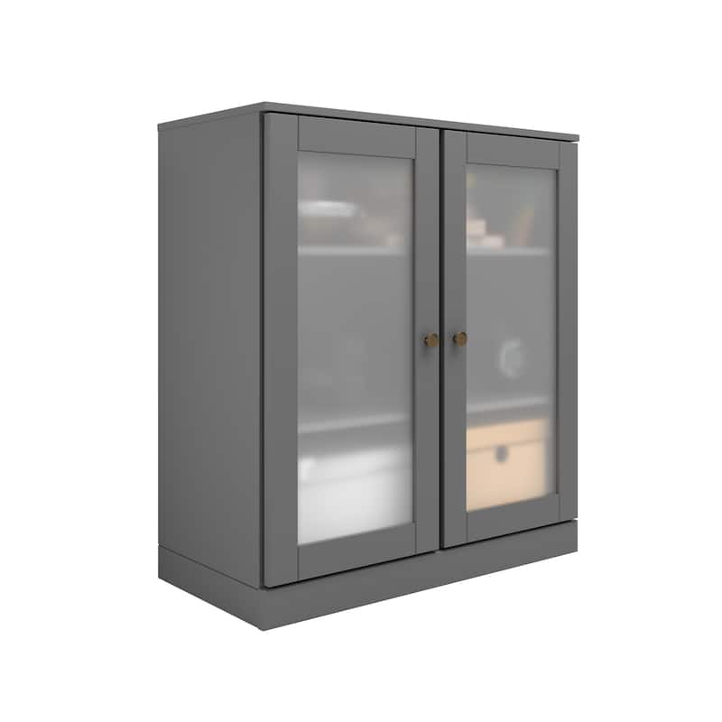 Palace Imports 100% Solid Wood TV Stand with Frosted Glass Doors for TVs up to 32"