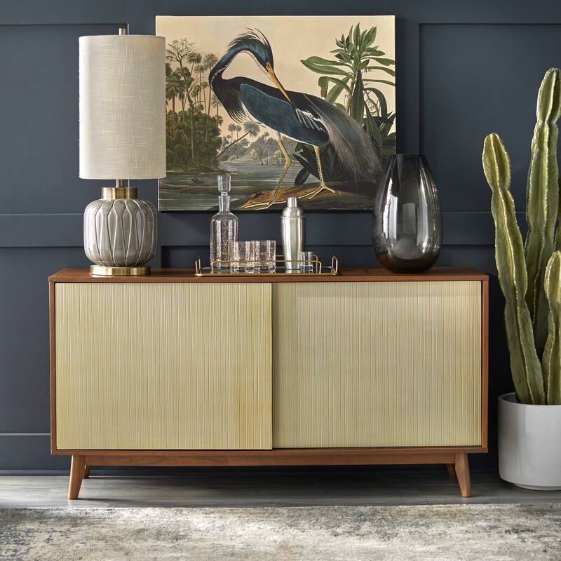 Lifestorey Flory Mid-Century Sideboard - Walnut/Light Gold