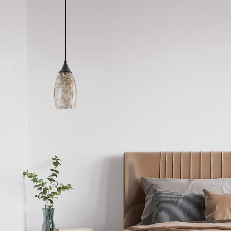 Black Metal and Glass Pendant Light for Kitchen Island Dining Room