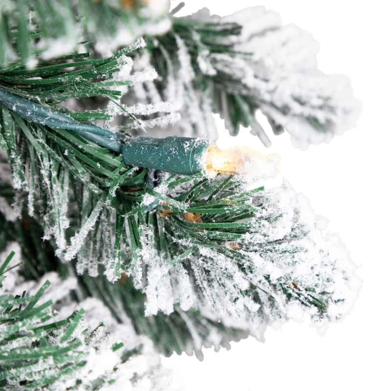 Pre-Lit Pencil Flocked Alpine Artificial Christmas Tree - 5' - Clear Lights - 5 Foot