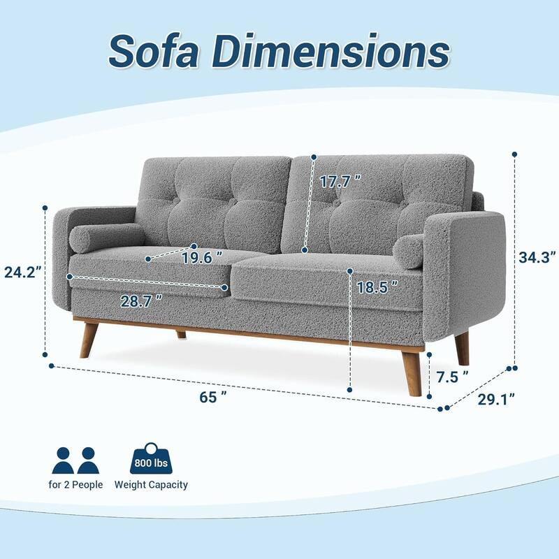 2 Seater Loveseat Sofa, with Deep Seat