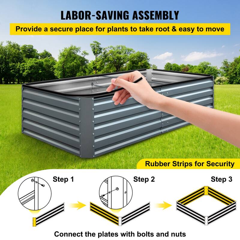 Galvanized Metal Outdoor Raised Bed for Vegetables, Flowers, and Herbs