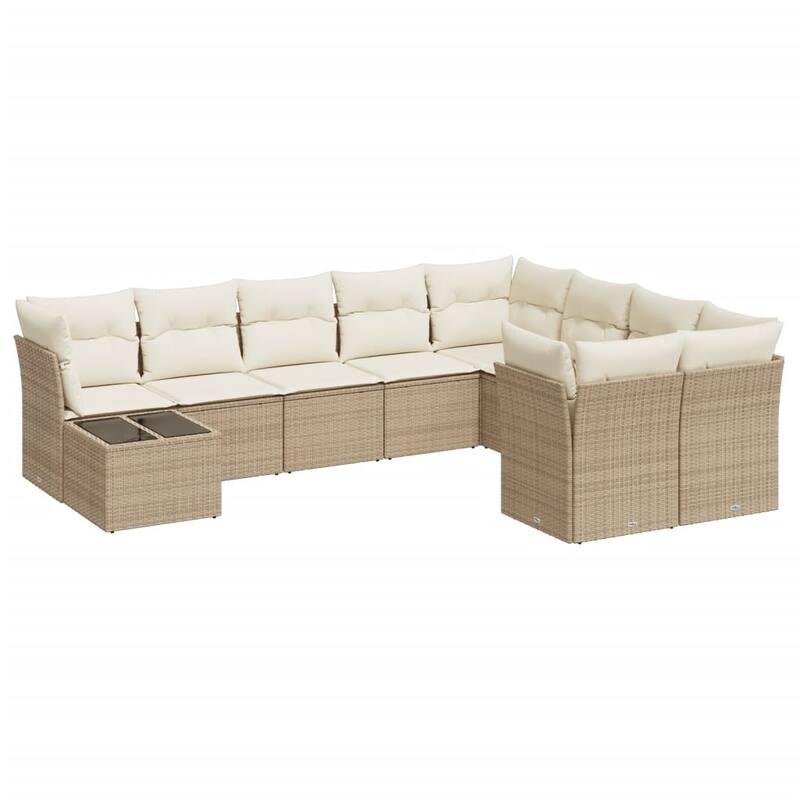 vidaXL Patio Sofa Set with Cushions Outdoor Furniture 10 Piece Poly Rattan - 21.7 x 21.7 x 14.6