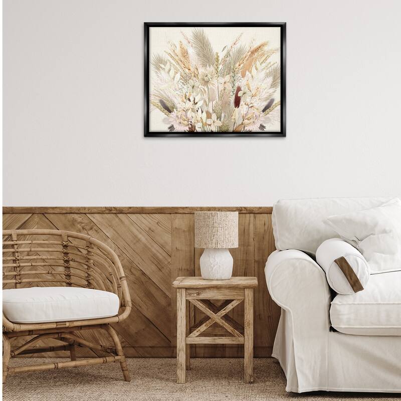 Stupell Natural Wheat & Country Herbs Framed Floater Canvas Wall Art Design By Val Rhodes