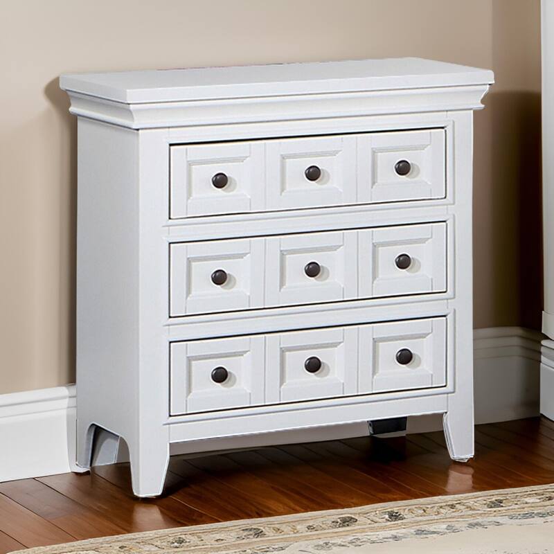 White 3 Drawer 26 in. W Nightstand with Sturdy Hardware and Ample Storage