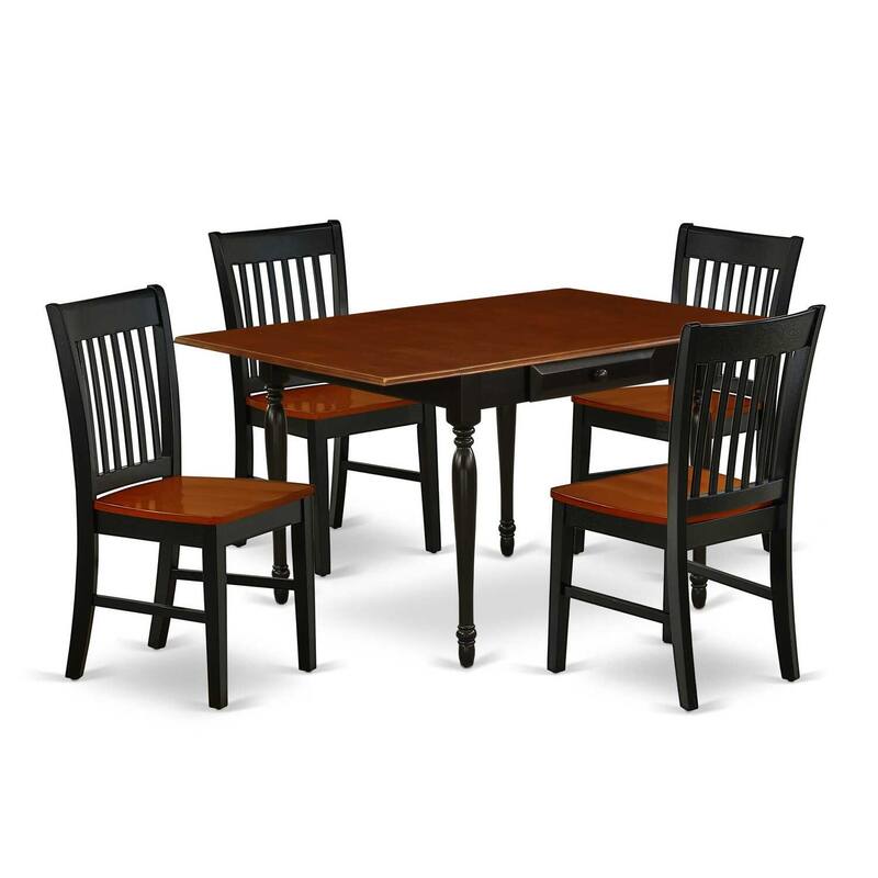 5-Piece Black and Cherry Finish Solid Wood Top - Dining Room Set - Seats 4