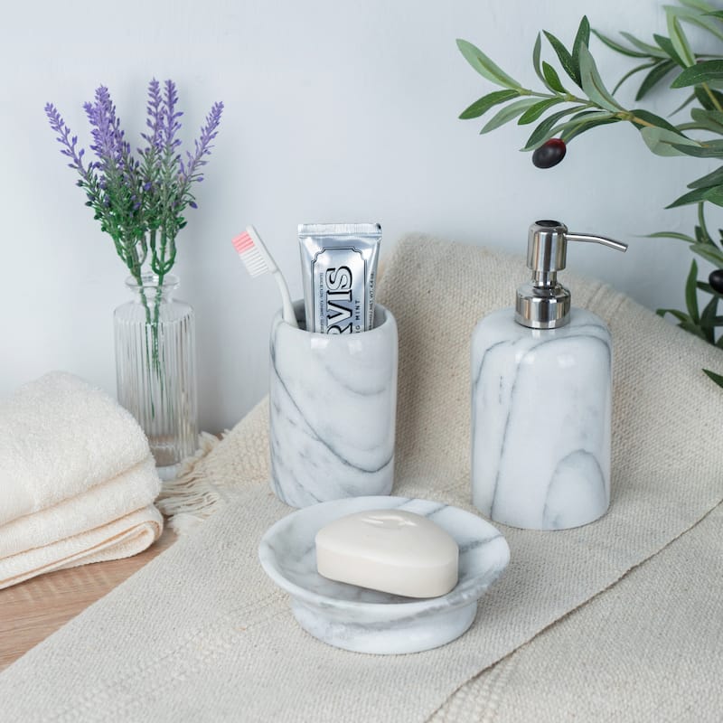 Creative Home Spa Collection White Marble Soap Dish, Soap Tray, Soap Holder