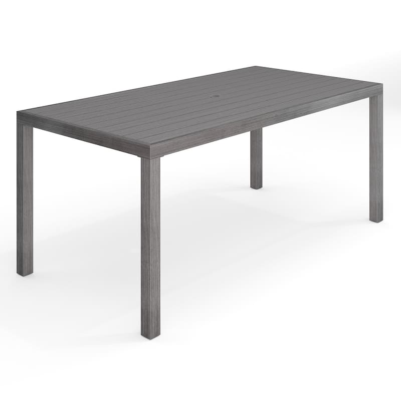 Martha Stewart 71" All-Weather Patio Dining Table with Umbrella Hole - 71"D x 35"W x 30"H - Gray