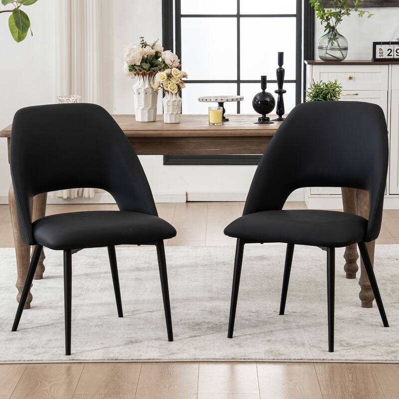 Modern Dining Chairs Set of 2 Armless Chairs 22.83"Wx22.05"Dx34.65" H - Black