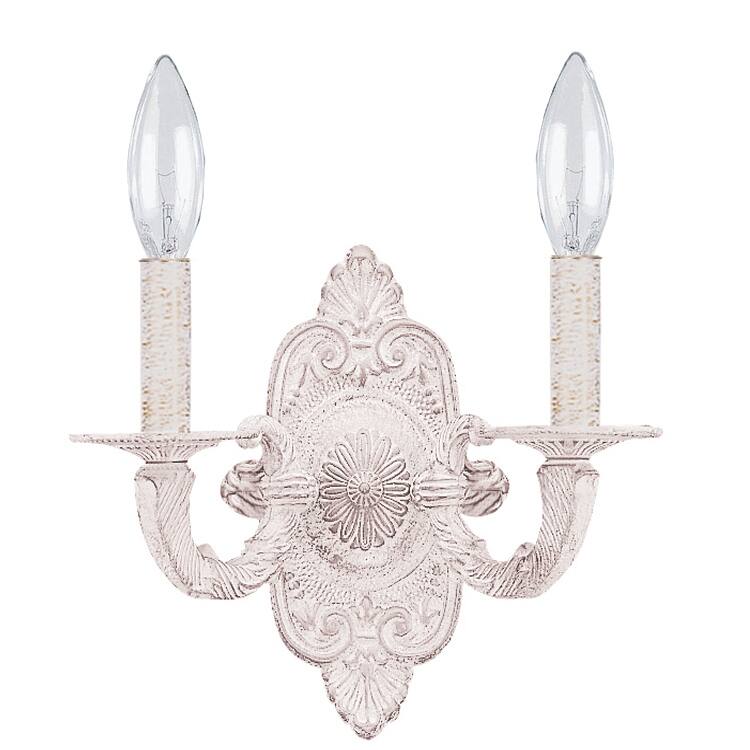 Paris Market 2 Light Antique White Brushed Gold Sconce - 10'' W x 9.5'' H x 5'' D