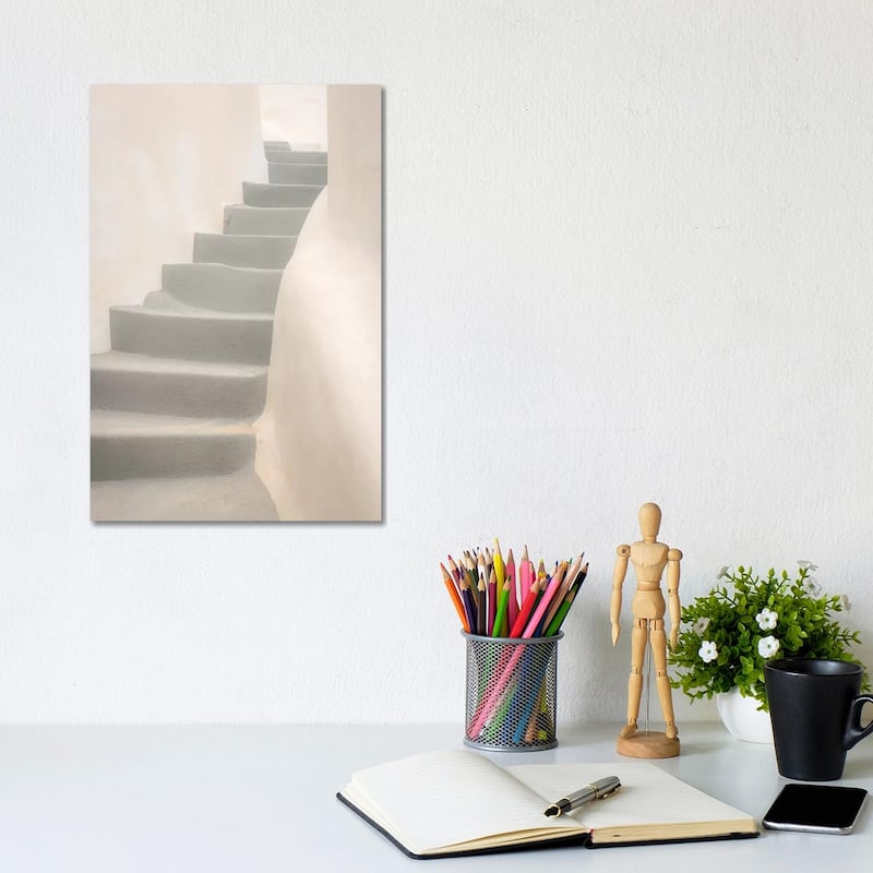 iCanvas "Europe, Greece, Santorini, Thira. White Stairway And Walls." by Jaynes Gallery Canvas Print - 12x8x0.75