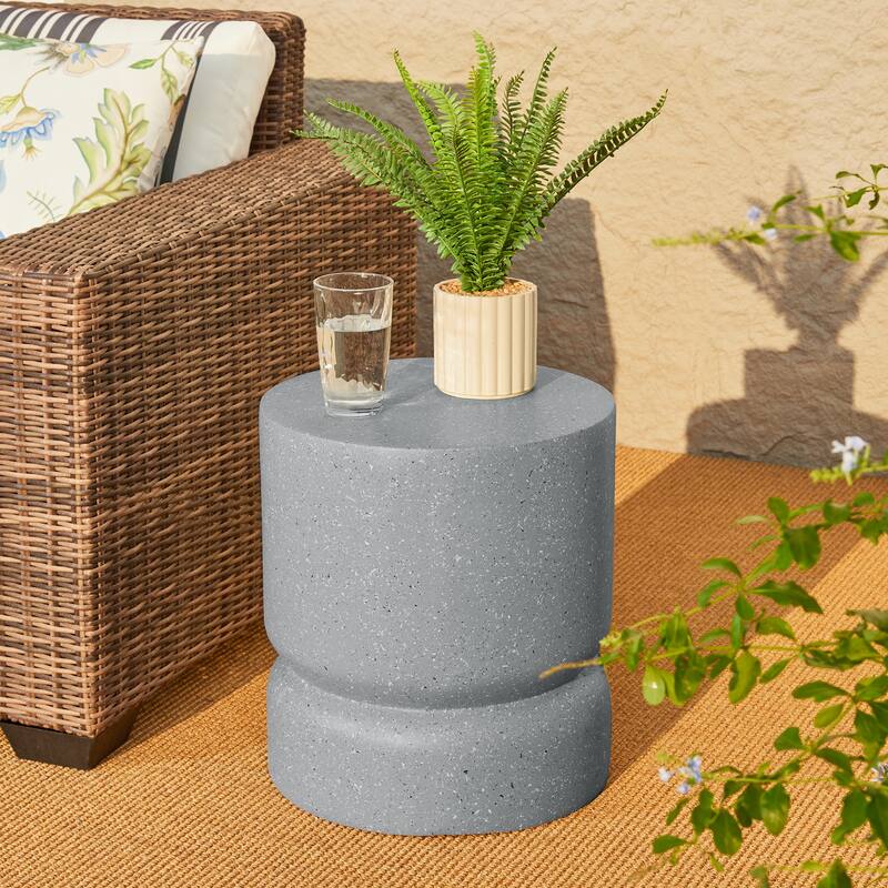 Glitzhome 17"H Multi-functional MGO Garden Stool Outdoor Table - Grey
