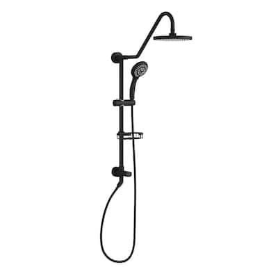 Kauai III 8-in Rain Showerhead Shower System with Slide Bar and Integrated Soap Dish Matte Black 1.8 GPM