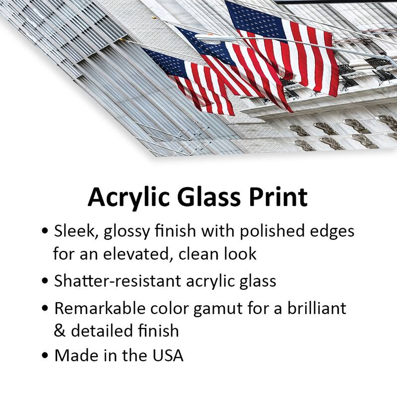 American Flags & Wall Street Signage, New York Stock Exchange, Lower Manhattan, NYC,USA Print On Acrylic Glass by Matteo Colombo