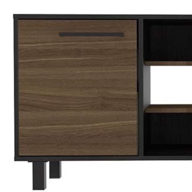 Modern 59" TV Stand for 65" TV Open Shelves with 2 Cabinets and Cable Management Espresso Finish - 22.8"H x 58.6"W x 15.3"D