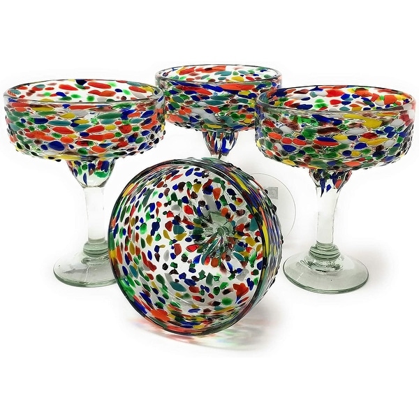 Novica Handmade Confetti Festival Blown Glass Margarita Glasses (Set Of 6)  - Bed Bath & Beyond - 34502135