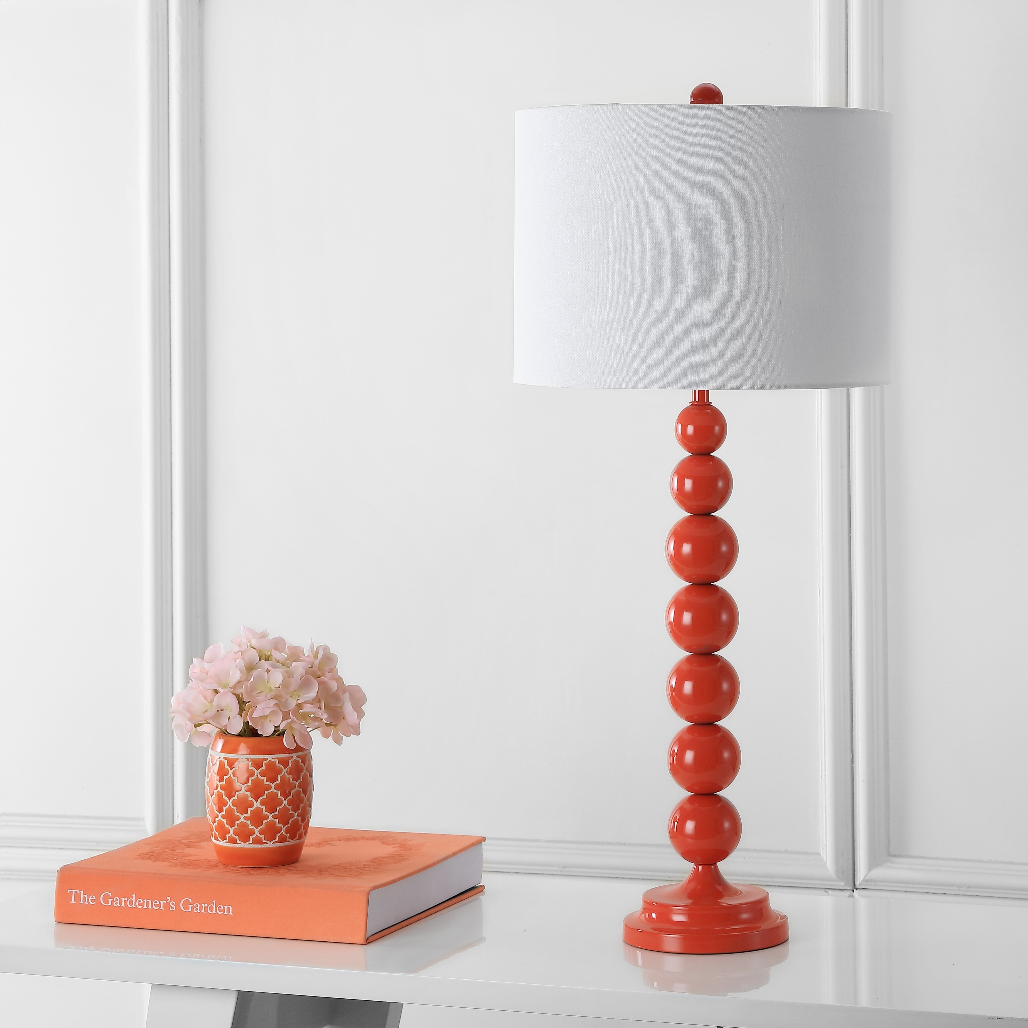 SAFAVIEH Lighting Mechelle 31-inch Stacked Ball White Table Lamp (Set of 2) - 14"x14"x31.5" - 14Wx14Dx32H