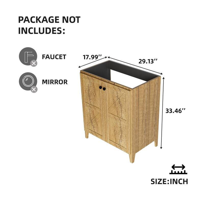 GDFStudio - Aero Modern Mid-Century Foldable Bathroom Vanity with Soft Close Function & Amper Storage Spaces, WITHOUT Sink
