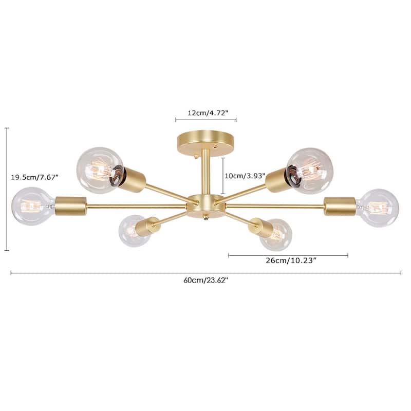 6 - Light Modern Metal Sputnik Semi-Flush Mount Lighting