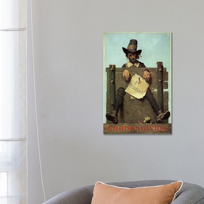 iCanvas "Thanksgiving-Ye Glutton" by Norman Rockwell Canvas Print - 26x18x1.5