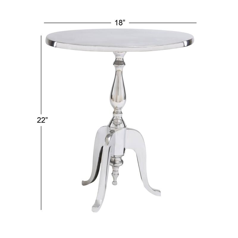 Aluminum Metal Small Accent Table with Scroll Legs - Gold or Silver - Roche River Decor