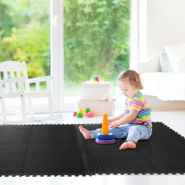 Shop Gymax Black 48 Sq Ft Eva Foam Floor Interlocking Mat Gym Overstock 23053989