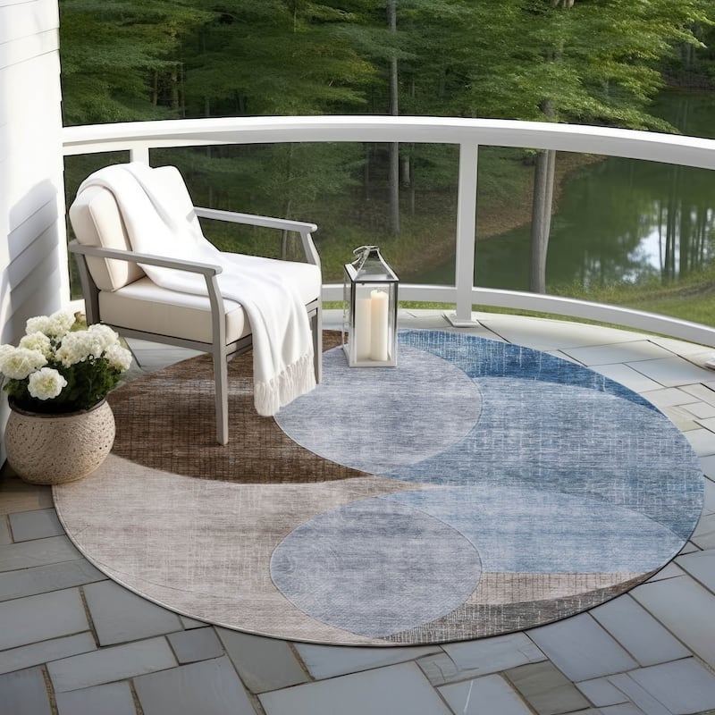 Machine Washable Indoor/ Outdoor Contemporary Deco Chantille Rug
