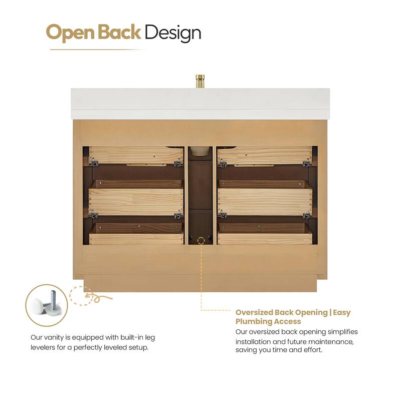 Santarem Single Vanity with Pure White Quartz Stone Top without Mirror