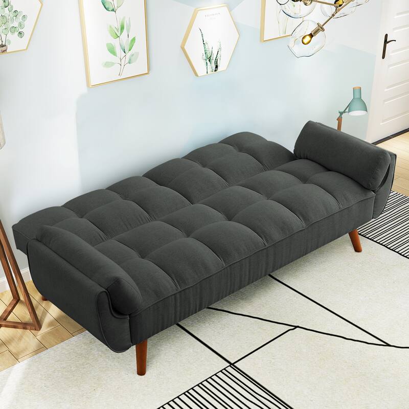 75.39" Futon Sofa Bed, Convertible Folding Futon Couch Recliner Lounge For Living Room With 2 Pillow/Armrest