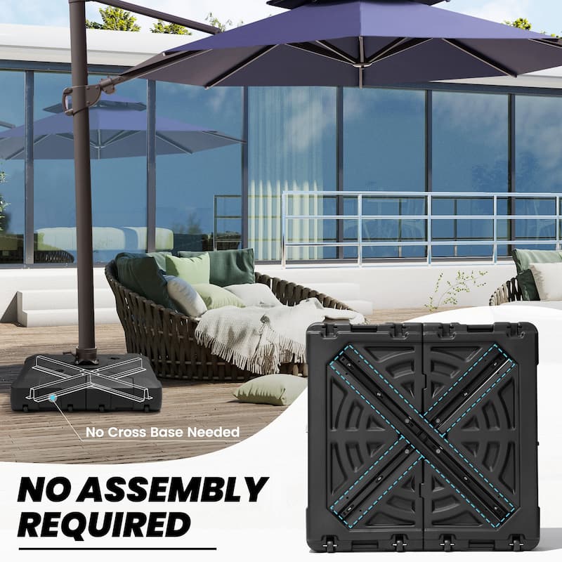 10 x 13 FT Outdoor Shade Canopy Patio Cantilever Offset Umbrella with Base