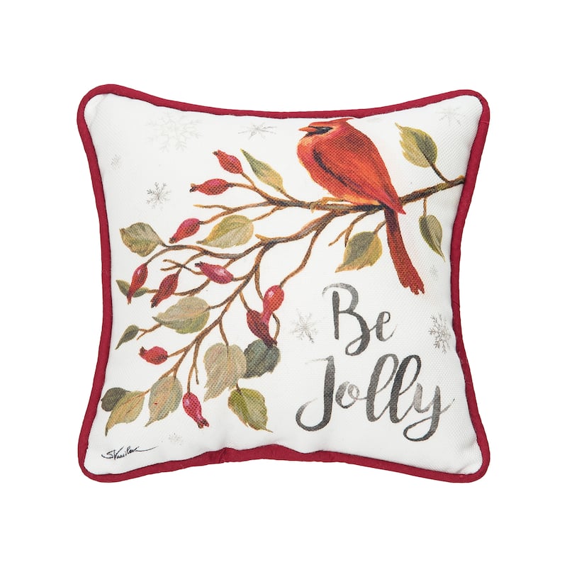 8" x 8" Be Jolly Cardinal Petite Printed Christmas Throw Pillow