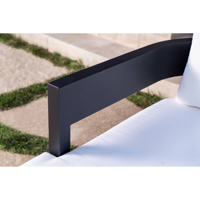 Abbyson Outdoor Santorini Modern Aluminum Sectional with Sunbrella Cushion