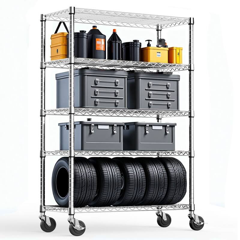 Steel Storage Shelving 6-Tier Utility Shelving Unit with Wheels, Steel Organizer Wire Rack for Home,Kitchen,Office,Garage - Chrome