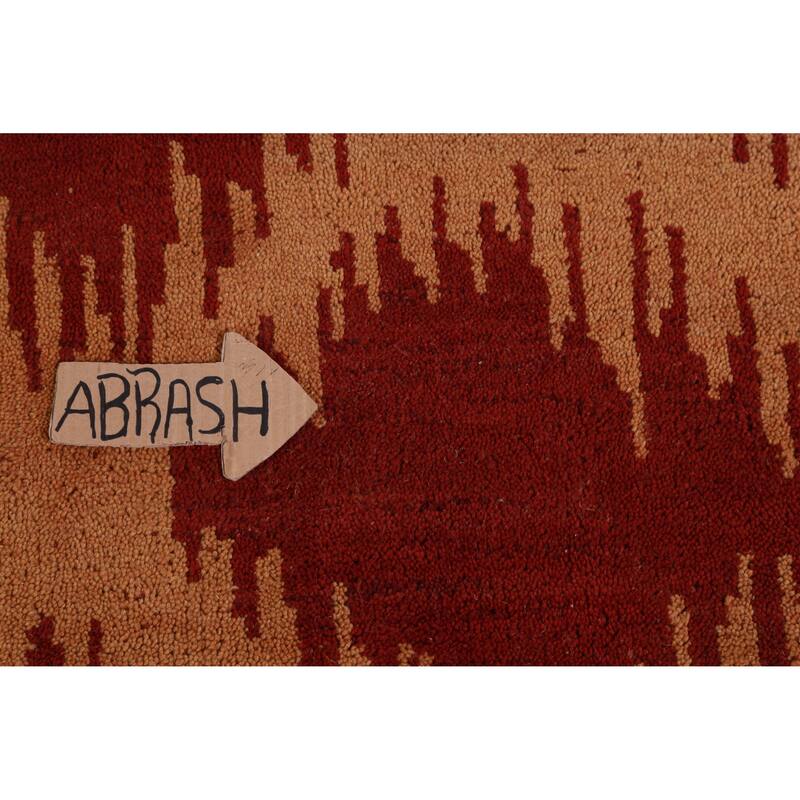 Hand Knotted Oriental 100% Wool Carpet Modern Geometric Oranges & Rust Moroccan Area Rug - 13' 4'' X 10' 0''