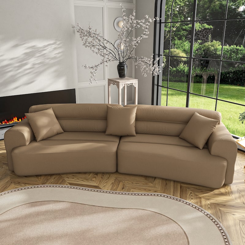 3-5 Seater Couch Comfy Upholstered Sofa with 3 Pcs Soft Pillows