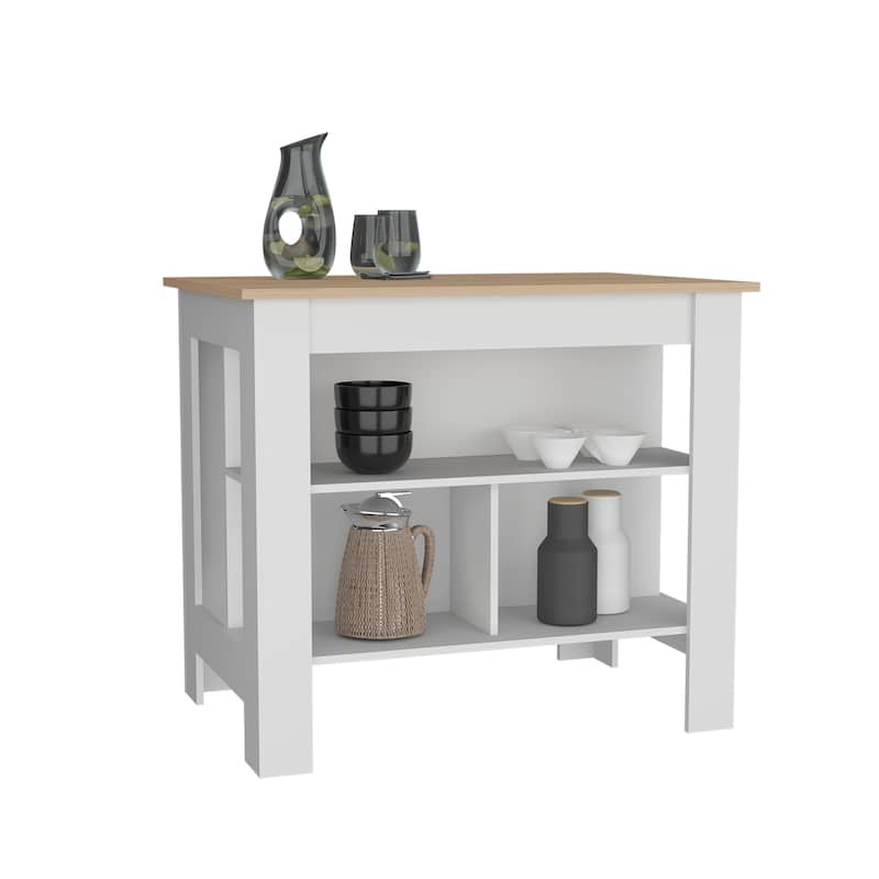 Cortes Kitchen Island 2-Tier Shelf 40" Width and large Work Top