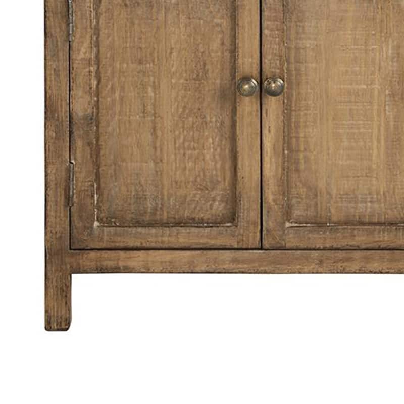 Lia Small Accent Cabinet, 2 Door, Drawer, Antique Style Natural Wood