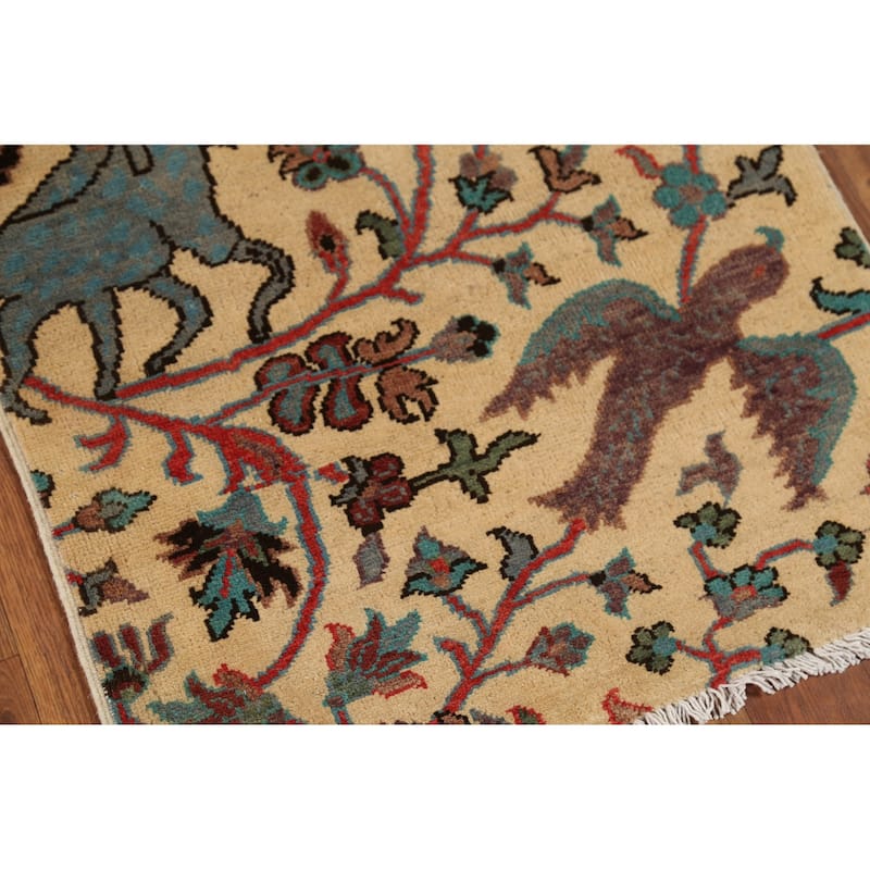 Animals Design Kazak Oriental Accent Rug Handmade Wool Carpet - 2'1"x 2'10"