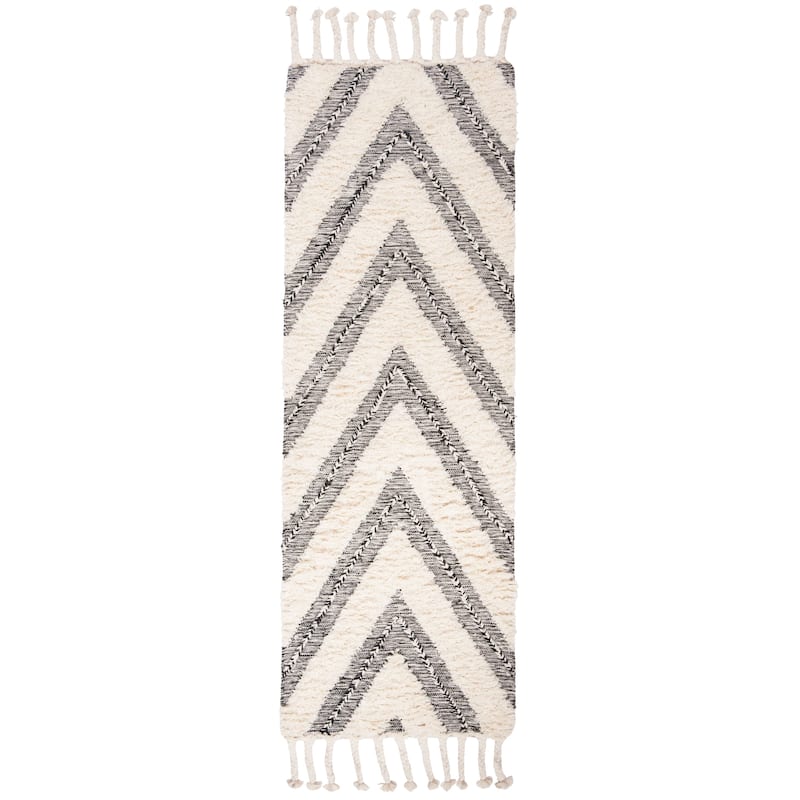 SAFAVIEH Hand-knotted Kenya Alicija Southwestern Tribal Wool Rug - 2'3" x 6' Runner - Black/Ivory